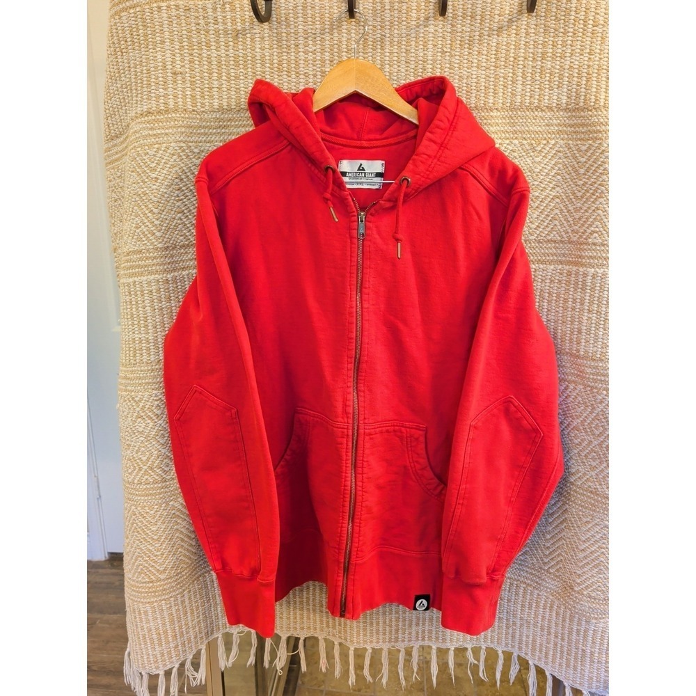 American Giant Classic Hoodie Men's 2XL Red Zip Jacket Sweatshirt Heavyweight